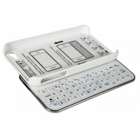 Funda con teclado Bluetooth blanca para iPhone 4 y 4S