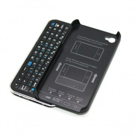 Funda con teclado Bluetooth negra para iPhone 4 y 4S