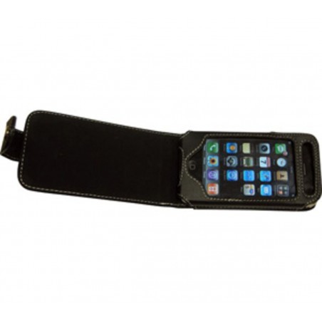 Funda de piel con solapa vertical y pinza